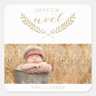 STICKER CARRÉ JOYEUX NOEL | MODERNE VACANCES PHOTO CADEAUX TAGS