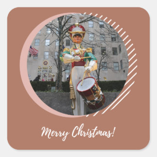 Sticker Carré Joyeux Noël NYC Rockefeller Plaza Drummer Boy