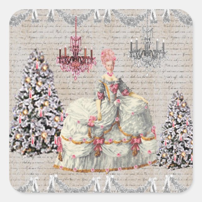 Sticker Carré Joyeux Noel Palace de Versailles ~Marie Antoinette (Devant)