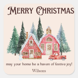 Sticker Carré Joyeux Noël pastèque collant confortable