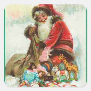 Sticker Carré Joyeux Noël Père Noël Packing Toys dans ses