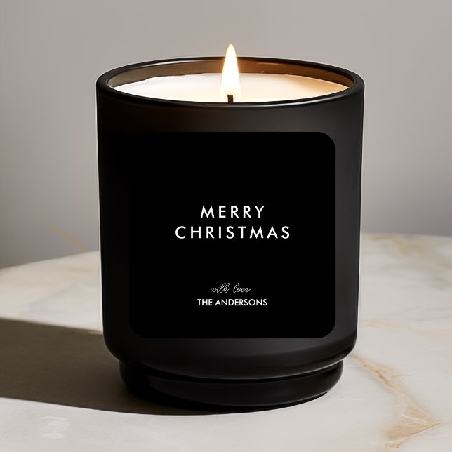 Sticker Carré Joyeux Noël Personnalisé Noir | Nom personnalisé (Créateur téléchargé)