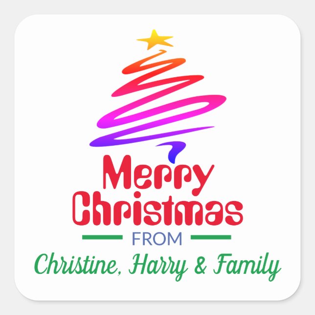 Sticker Carré Joyeux Noël. Présentation de Noël (Devant)