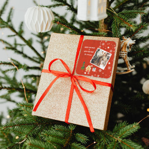 Sticker Carré Joyeux Noël Red Family Photo