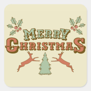 Sticker Carré Joyeux Noël Retro