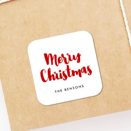 Sticker Carré Joyeux Noël rouge et blanc typographie moderne