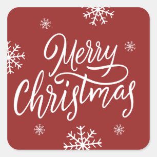 Sticker Carré Joyeux Noël rouge mignon