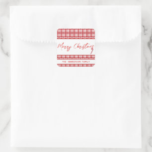 Sticker Carré Joyeux Noël Rouge Plaid SUCRE DE CANNE
