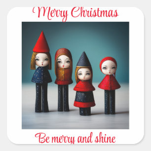 Sticker Carré Joyeux Noël sois joyeux et brille