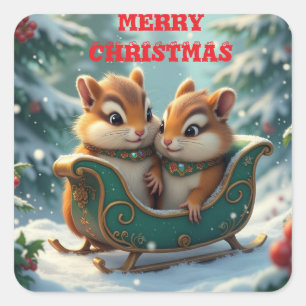 Sticker Carré Joyeux Noël tamias