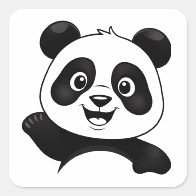 STICKER CARRÉ JOYEUX PANDA CUTE (Devant)