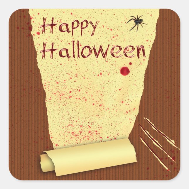 Sticker Carré Joyeux papier peint Halloween sanglant (Devant)