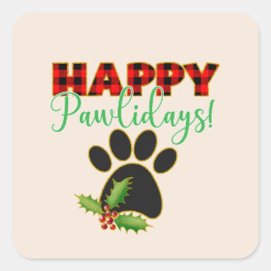 Sticker Carré Joyeux Pawlidays   Cadeau de Noël pour Amoureux de