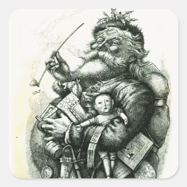 Sticker Carré Joyeux Père Noël (Devant)