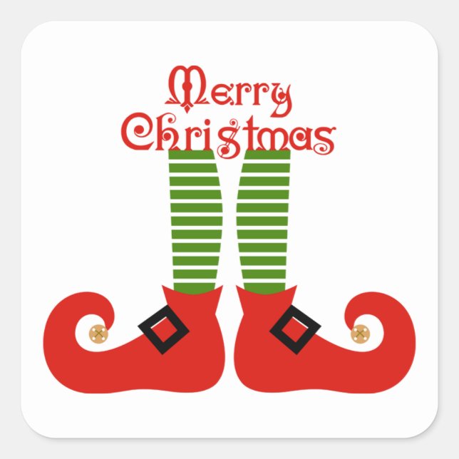 Sticker Carré Joyeux Pieds-elfes de Noël (Devant)
