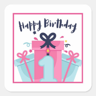 Sticker Carré Joyeux Premier Anniversaire
