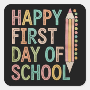 Sticker Carré Joyeux premier jour d'école Retour à l'école