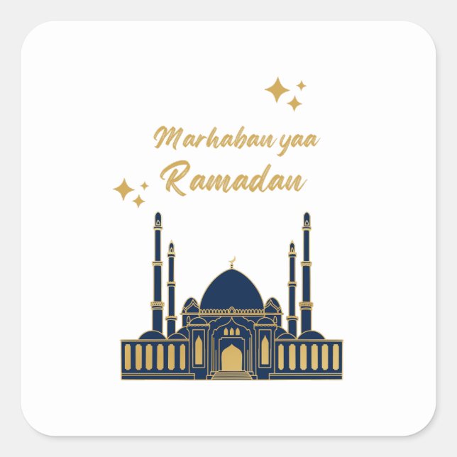 Sticker Carré Joyeux Ramadan Kareem - Citations de l'Aïd Moubara (Devant)