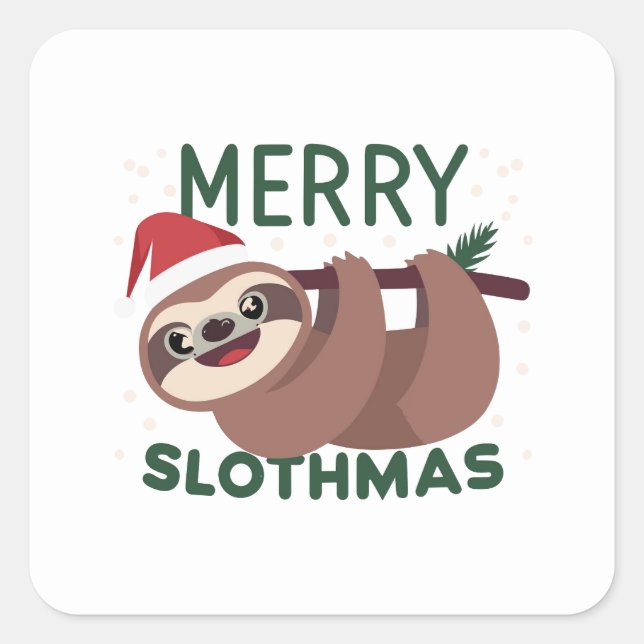 Sticker Carré Joyeux Slothmas Funny Lazy Animal (Devant)