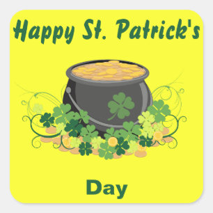 Sticker Carré Joyeux St. Patrick's Day Pot of Gold