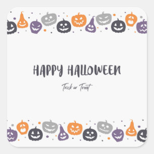 Sticker Carré Joyeux tour d'Halloween ou réglez