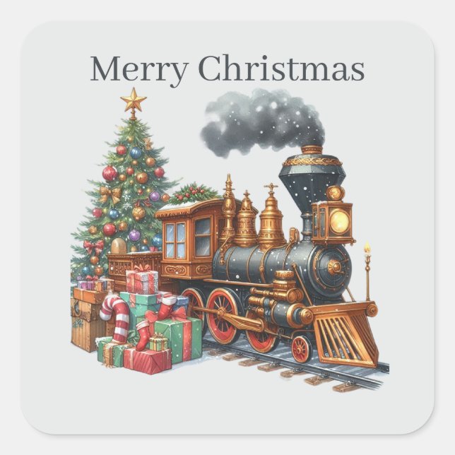 Sticker Carré Joyeux train de Noël (Devant)
