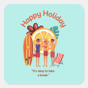 Sticker Carré Joyeux vacances Bonjour Summer Beach Vibes