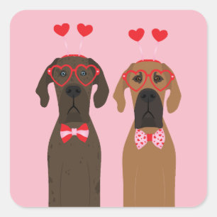 Sticker Carré Joyeux Valentines Day Chiens de Danse