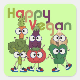 Sticker Carré Joyeux Vegan