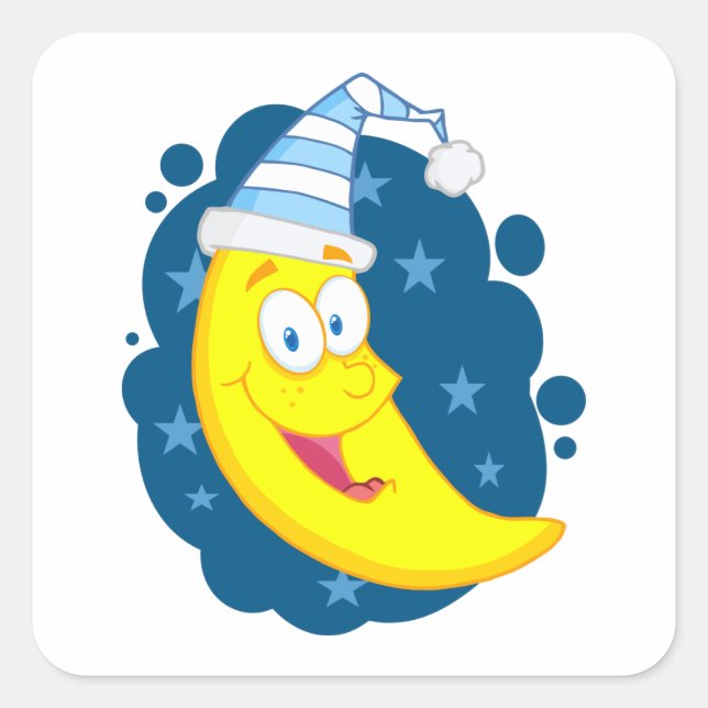 Sticker Carré Joyeux visage lune (Devant)