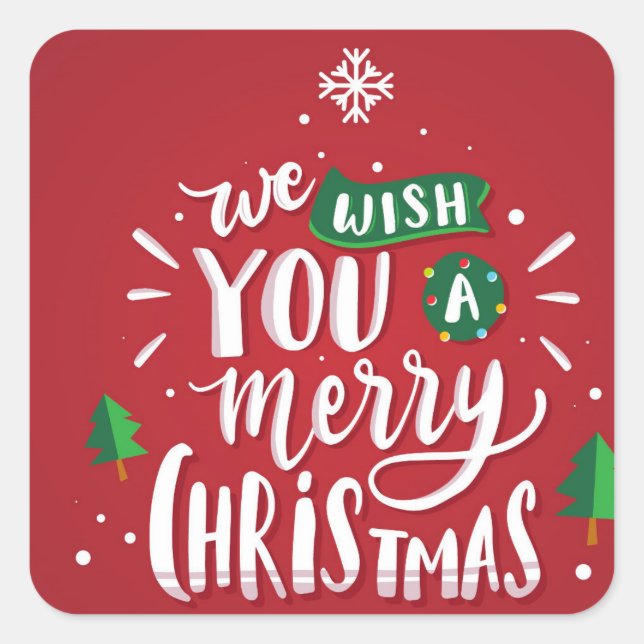 Sticker Carré Joyeux voeux Noël (Devant)