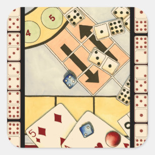 Sticker Carré Jumbled Assortiment of Games of Chance