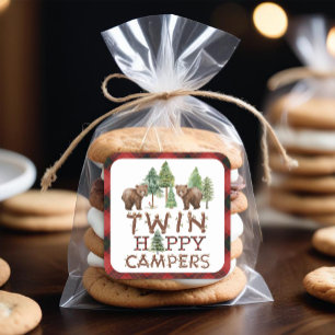 Sticker Carré Jumeaux Rustiques Woodland Un Joyeux Camper Favori