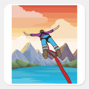 Sticker Carré Jumping Bungee Sauter Vers La Liberté