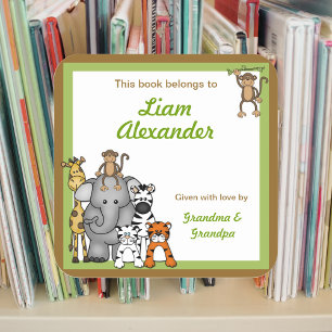 Sticker Carré Jungle Animaux Réserver Plates Green Boy LIVRE