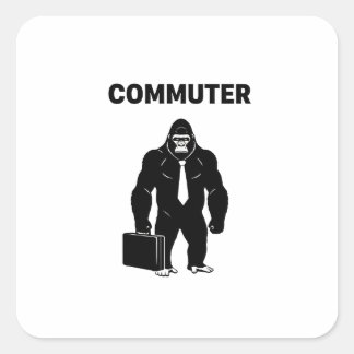 Sticker Carré Jungle d'entreprise : Gorille Musclé en Trajet Quo
