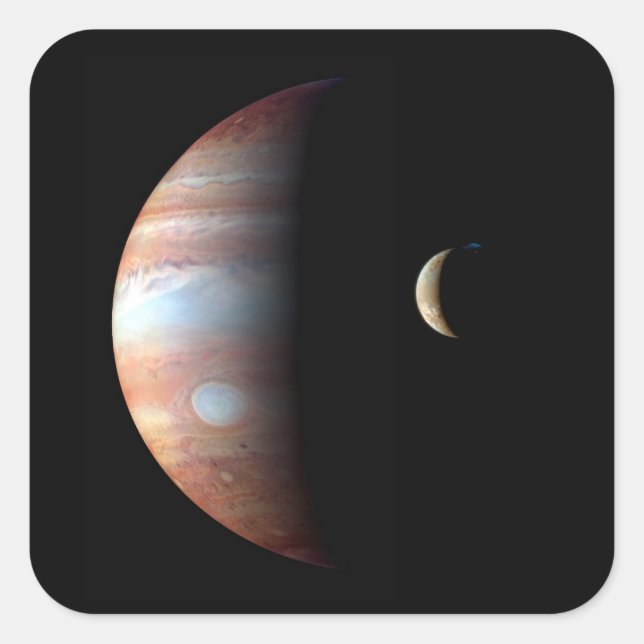 Sticker Carré Jupiter Géant Gaz Planète & Io Galilée Lune (Devant)