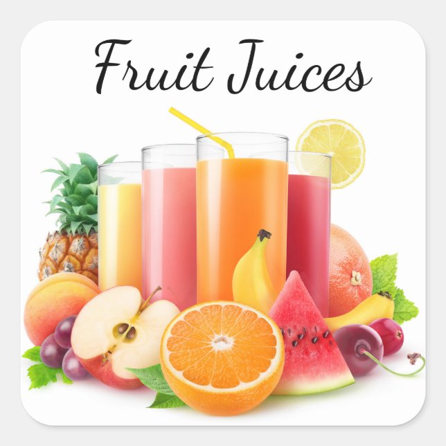 Sticker Carré Jus de fruits frais (Devant)