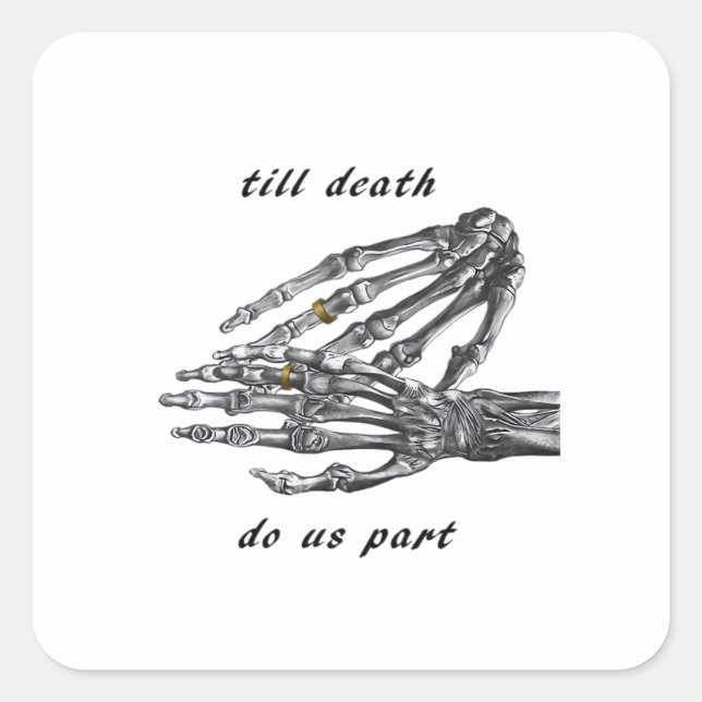Sticker Carré Jusqu'à ce que la mort nous sépare Squelette Mains (Devant)
