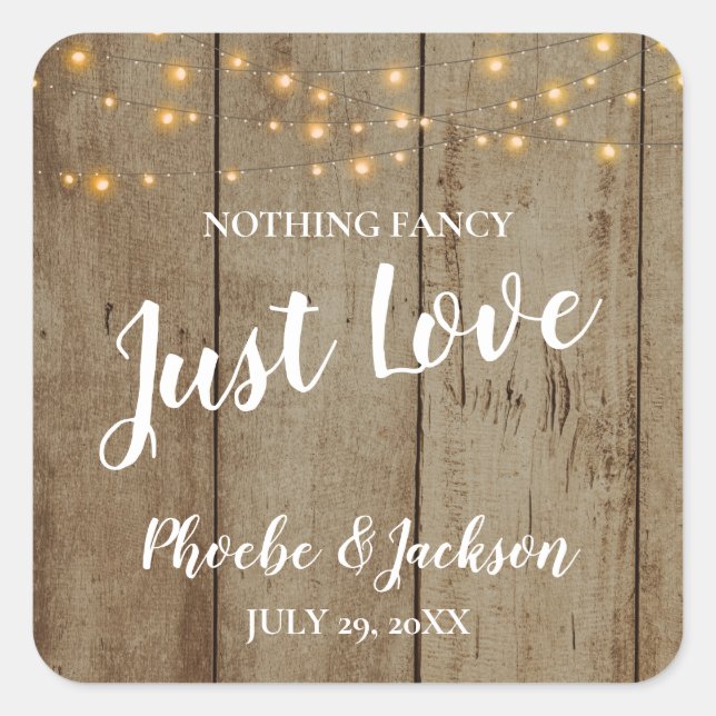 Sticker Carré Just Love Rustic Country Glam Mariage (Devant)