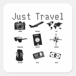 Sticker Carré Just travel - travel icons