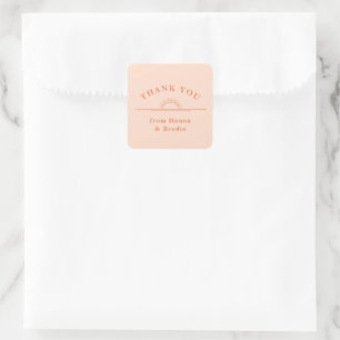 Sticker Carré Juste Peachy Mariage Merci classique Sticke rond