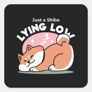 Sticker Carré Juste un Shiba allongé bas : mignonne conception S