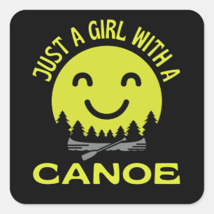 Sticker Carré Juste Une Fille Avec Canoë
