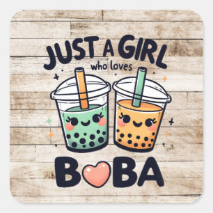 Sticker Carré Juste une fille qui aime Boba