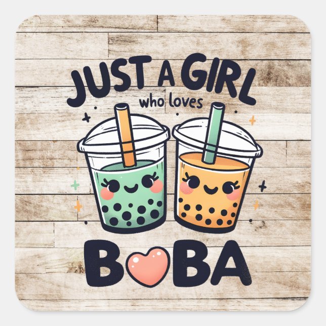 Sticker Carré Juste une fille qui aime Boba (Devant)