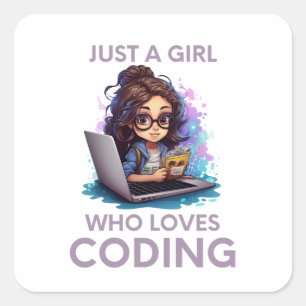Sticker Carré Juste Une Fille Qui Aime Coder Geek Coding Femmes