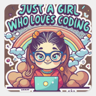 Sticker Carré Juste Une Fille Qui Aime Coder Geek Coding Femmes