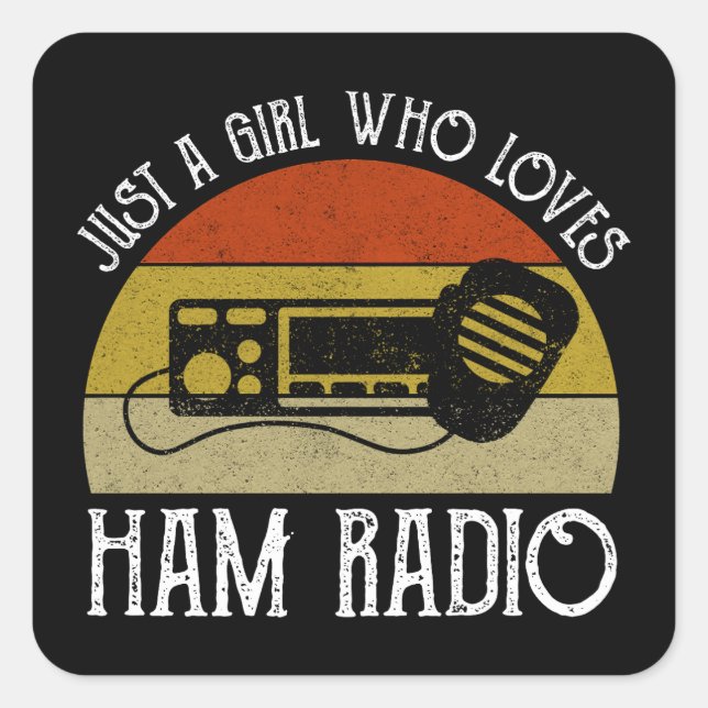 Sticker Carré Juste une fille qui aime la radio de jambon (Devant)