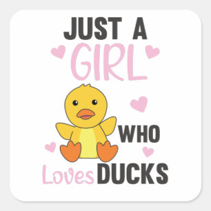 Sticker Carré Juste une fille qui aime les canards - mignons ani